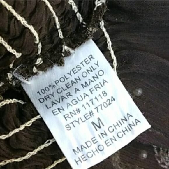 MARINEBLU Sz M Sheer Embroidered Ruffle Peplum Top Round Neck Spring Fall Layer - Picture 6 of 7